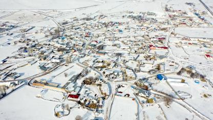 Beyaza bürünen köyler havadan görüntülendi