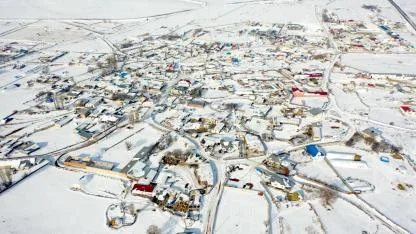 Beyaza bürünen köyler havadan görüntülendi