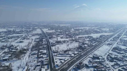 Iğdır’da kış güzelliği havadan görüntülendi