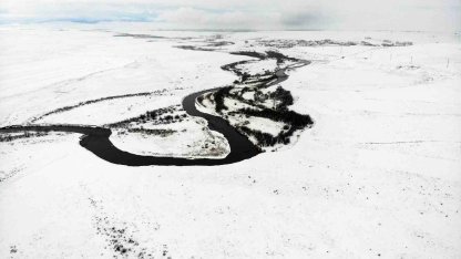 Kars’ta tarım arazileri ve menderesler havadan görüntülendi