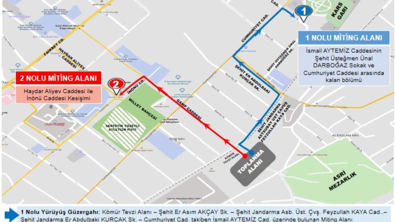 Kars’ta toplantı ve gösteri yürüyüş güzergâhları yenilendi