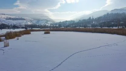 Üçkaya Gölü buzla kaplandı