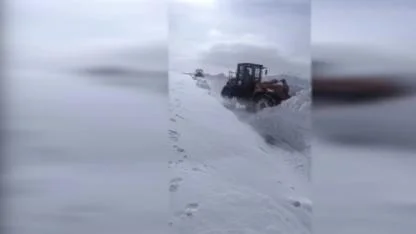 Kağızman-Ağrı kara yolunda karla mücadele