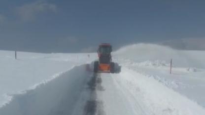 Kağızman-Ağrı kara yolunda karla mücadele