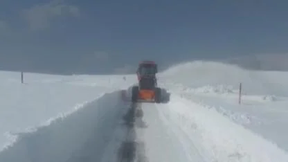 Kağızman-Ağrı kara yolunda karla mücadele