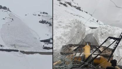 Çığ düşme anları kameraya yansıdı