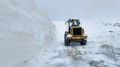 Erzurum kırsalında karla mücadeleye devam