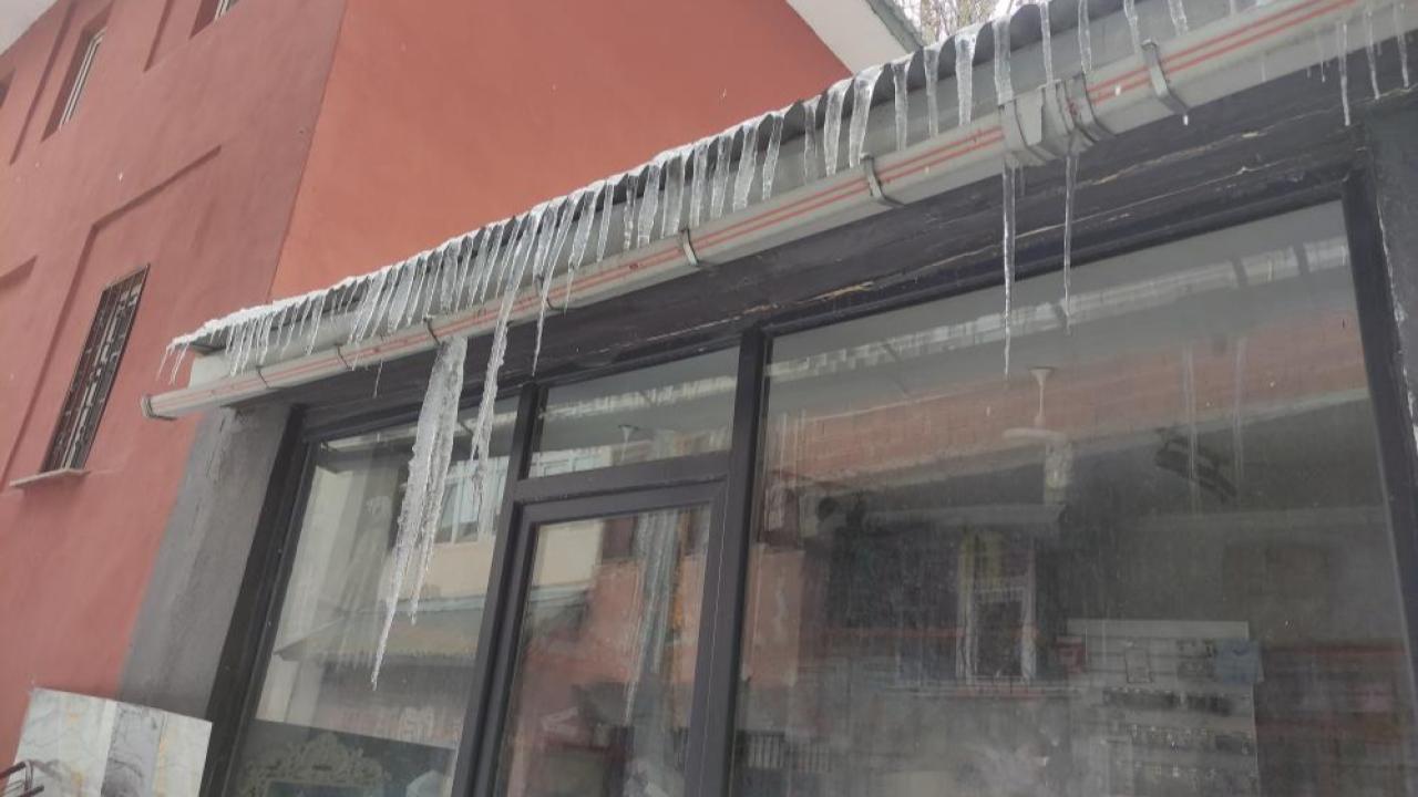 Hava sıcaklığı eksi 10’a düştü, ağaç dalları dondu