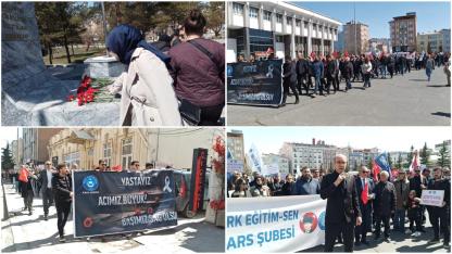 Kars’ta okul saldırılarına tepki yürüyüşü
