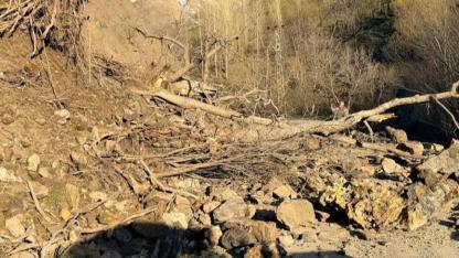 Mahalle yolunda korkutan heyelan