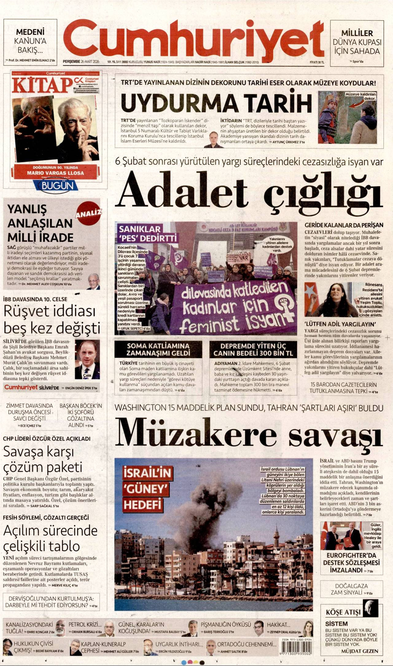 Cumhuriyet Gazetesi Gazete Manşeti