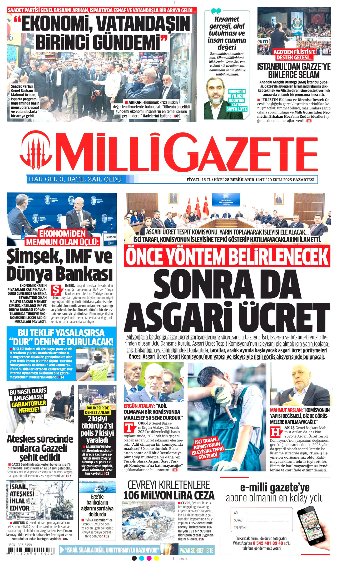 MİLLİ GAZETE Gazete Manşeti