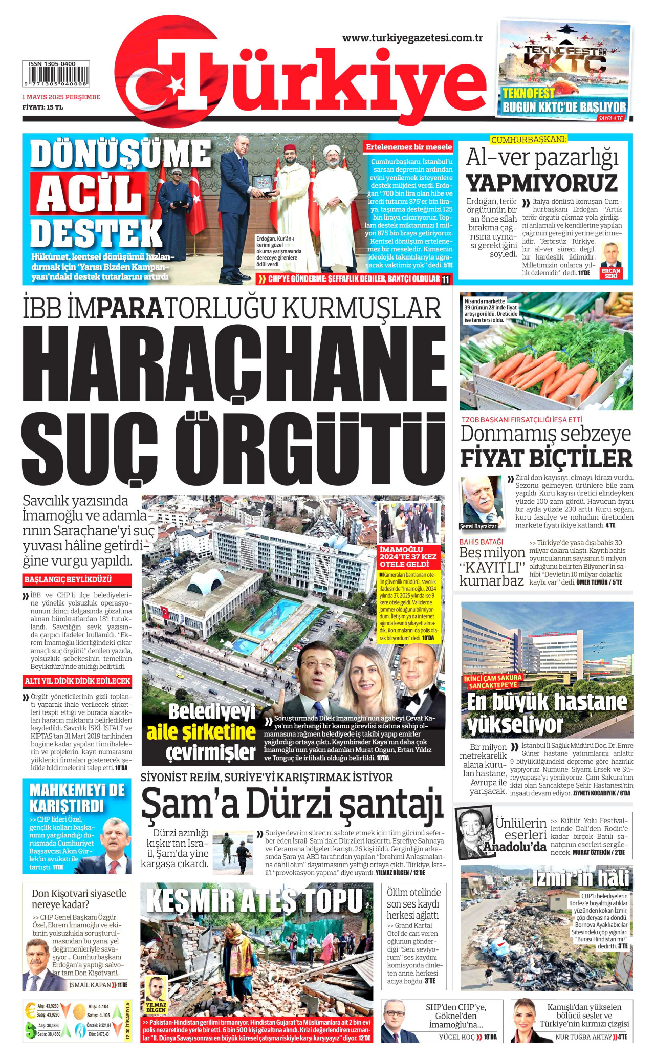 TÜRKİYE GAZETESİ Gazete Manşeti