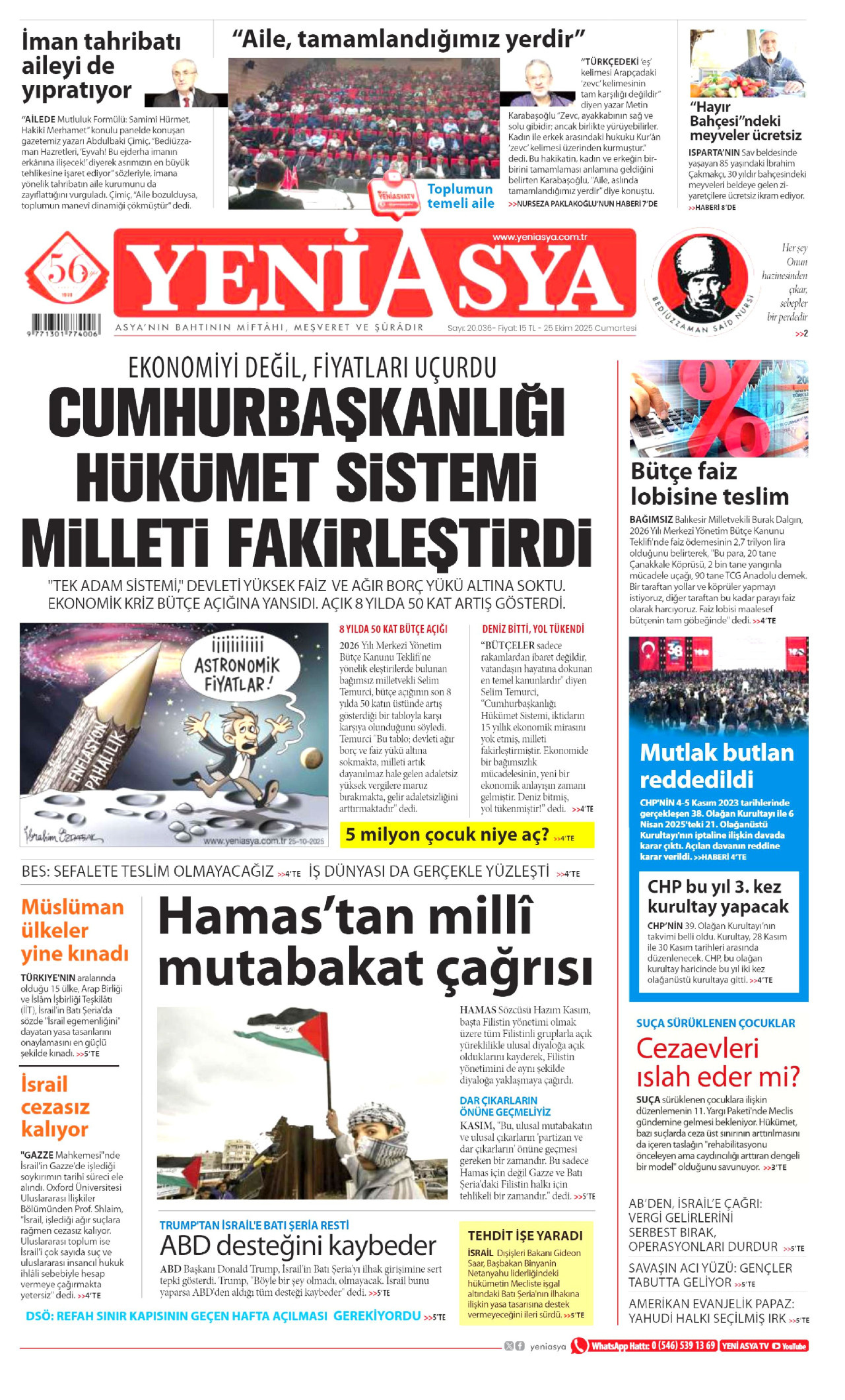 YENİ ASYA Gazete Manşeti