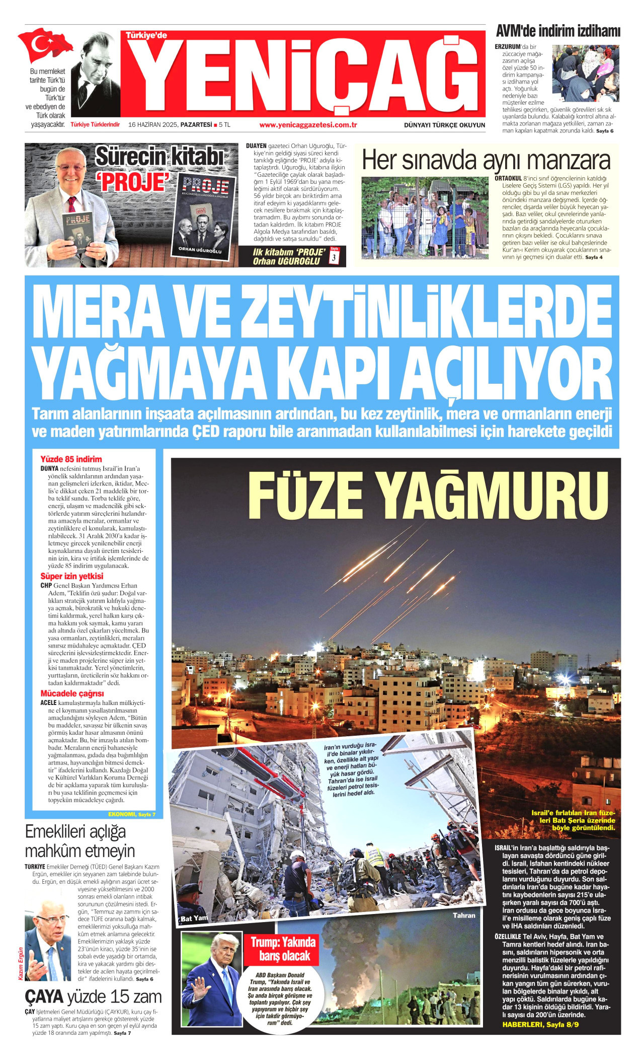 YENİÇAĞ Gazete Manşeti
